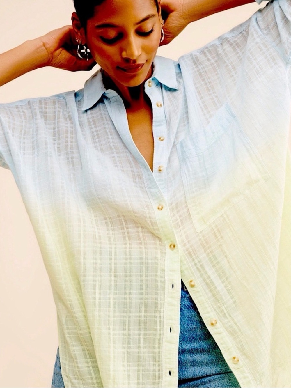 Anthropologie Ombré Oversized Buttondown, NEW